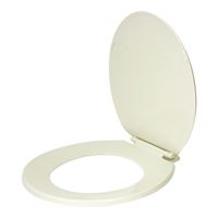 ProSource KJ-883A1-BN Toilet Seat, Round, Plastic, Bone, Plastic Hinge 
