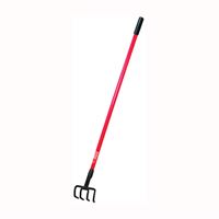 BULLY Tools 92334 Cultivating Fork, 5-1/2 in W, 54-1/2 in L, 4-5/8 in L Tine, 4 -Tine, Fiberglass Handle 