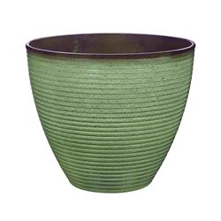 Landscapers Select PT-S006 Wave Planter, 15 in Dia, 12-1/2 in H, Round, Resin, Green, Green Wave, Pack of 6 