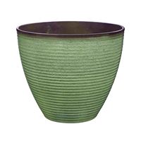 Landscapers Select PT-S006 Wave Planter, 15 Dia, Round, Resin, Green, Green Wave 6 Pack 