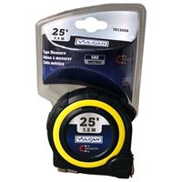 Vulcan 58-7.5X25-A Tape Measure, 25 ft L Blade, 1 in W Blade, Steel Blade, ABS Plastic Case, Yellow Case 
