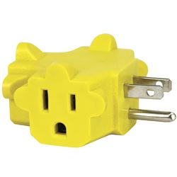 PowerZone ORAD0200 Outlet Tap, 125 V, 3-Outlet, Yellow 