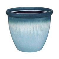 Landscapers Select PT-S010 Egg Rim Planter, 15 in Dia, Round, Resin, Blue, Blue Drip 6 Pack 