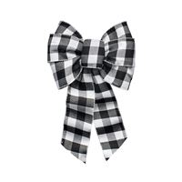 Holidaytrims 7444 Christmas Specialty Decoration, 1 in H, Bow Plaid, Fabric, Black/White, Pack of 12 