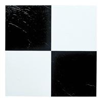 ProSource ELE-1305-3L Vinyl Self-Adhesive Floor Tile, 12 in L Tile, 12 in W Tile, Square Edge, Black/White 