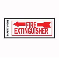 HY-KO FE-2L Safety Sign, Fire Extinguisher Left Arrow, Red Legend, Vinyl, 10 in W x 4 in H Dimensions 