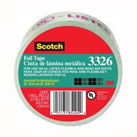 Scotch 3326-A Foil Tape, 60 yd L, 2-1/2 in W, Aluminum Backing, Silver 