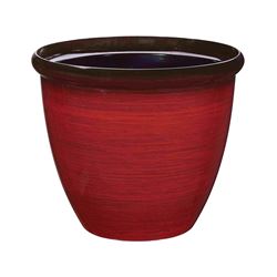 Landscapers Select PT-S020 Planter, 15 Dia, Round, Resin, Red Brushed Finish, Red Brushed 6 Pack 
