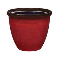 Landscapers Select PT-S020 Planter, 15 in Dia, 12-1/2 in H, Round, Resin, Red Brushed Finish, Red Brushed, Pack of 6 