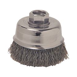 Weiler 36031 Wire Cup Brush, 3 in Dia, 5/8-11 Arbor/Shank, Carbon Steel Bristle 