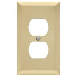 Amerelle 163DSB Receptacle Wallplate, 5 in L, 2-7/8 in W, 1 -Gang, Steel, Satin Brass, Screw Mounting, Pack of 4 