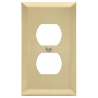Amerelle 163DSB Receptacle Wallplate, 5 in L, 2-7/8 in W, 1 -Gang, Steel, Satin Brass, Screw Mounting 4 Pack 