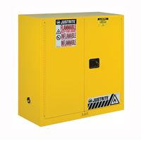 Justrite 893000 Safety Cabinet, 30 gal, 43 in OAW, 44 in OAH, 18 in OAD, 1-Shelf, Steel, Yellow 