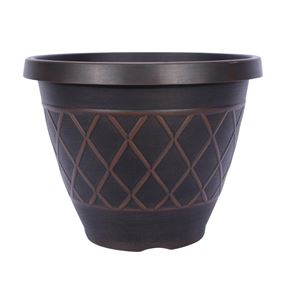 Southern Patio HDR-054849 Planter, 15 in H, Round, Resin, Brown
