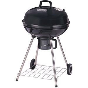Omaha Charcoal Kettle Grill, 2-Grate, 397 sq-in Primary Cooking Surface, Black, Steel Body