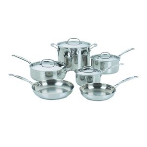 Cuisinart Chef's Classic 77-10 Cookware Set, Stainless Steel, Polished Mirror, 10-Piece