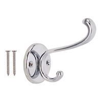 ProSource H-032-CH Coat and Hat Hook, 22 lb, 2-Hook, 1 in Opening, Zinc, Chrome 
