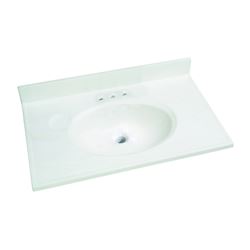 Foremost WW-1931 Vanity Top, 31 in OAL, 19 in OAW, Marble, White, Countertop Edge 