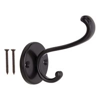 ProSource H-032-10B Coat and Hat Hook, 22 lb, 2-Hook, 1 in Opening, Zinc, Oil-Rubbed Bronze 