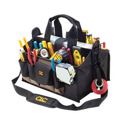 CLC Tool Works Series 1529 Center Tray Tool Bag, 9 in W, 9 in D, 16 in H, 17-Pocket, Polyester 