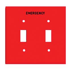 Eaton Wiring Devices PJ2EMRD Emergency Wallplate, 4-7/8 in L, 4.94 in W, 2 -Gang, Polycarbonate, Red, High-Gloss 