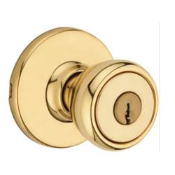 Kwikset 400T3RCLRCSK3BX Keyed Entry Knob, 1-3/8 to 1-3/4 in Thick Door, Brass 3 Pack 