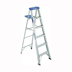 WERNER 363 Step Ladder, 7 ft Max Reach H, 250 lb, Type I Duty Rating, 3 in D Step, Aluminum, Blue 