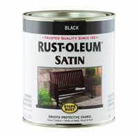 Rust-Oleum 7777502 Enamel Paint, Satin, Black, 1 qt, Can, 60 to 100 sq-ft/qt Coverage Area 