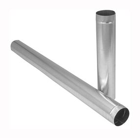 Imperial GV0357 Duct Pipe, 4 in Dia, 24 in L, 30 Gauge, Galvanized Steel, Galvanized, Pack of 10
