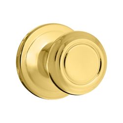 Kwikset 720CN 3 CP Door Knob, Polished Brass, 1-3/8 to 1-3/4 in Thick Door, 2-1/4 in Strike 