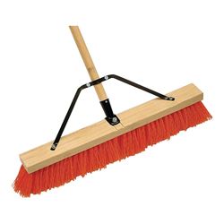 Simple Spaces 93135 Push Broom, 24 in Sweep Face, 4 in L Trim, Polypropylene Bristle, 60 in L, Bolt with Brace 