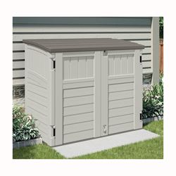 Suncast Stow-Away BMS2500 Storage Shed, 34 cu-ft Capacity, 4 ft 5 in W, 2 ft 8-1/4 in D, 3 ft 9-1/2 in H, Resin 