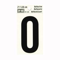 Hy-Ko RV-25/O Reflective Letter, Character: O, 2 in H Character, Black Character, Silver Background, Vinyl, Pack of 10 