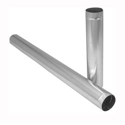 Imperial GV1308 Duct Pipe, 5 in Dia, 24 in L, 28 Gauge, Galvanized Steel, Galvanized, Pack of 10 