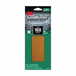 3M SandBlaster Series 11080-G-6 Sandpaper, 9 in L, 3-5/8 in W, 80 Grit, Coarse, Aluminum Oxide Abrasive 