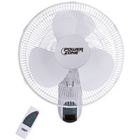 PowerZone FTW-40 Wall-Mount Fan, 120 V, 16 in Dia Blade, 3-Blade, 3-Speed, White 