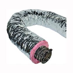 Master Flow F6IFD12X300 Insulated Flexible Duct, 12 in, 25 ft L, Fiberglass, Silver 
