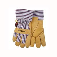Heatkeep 1927-L Protective Gloves, Mens, L, 11-1/2 in L, Wing Thumb, Easy-On Cuff, Pigskin Leather, Palomino 