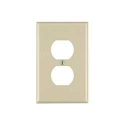 Leviton 80503-I Receptacle Wallplate, 4-7/8 in L, 3-1/8 in W, Midway, 1 -Gang, Plastic, Ivory, Surface Mounting 