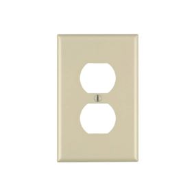 Leviton 80503-I Receptacle Wallplate, 4-7/8 in L, 3-1/8 in W, Midway, 1 -Gang, Plastic, Ivory, Surface Mounting