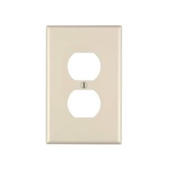 Leviton PJ8-I Receptacle Wallplate, 4-7/8 in L, 3-1/8 in W, Midway, 1 -Gang, Nylon, Ivory, Surface Mounting 