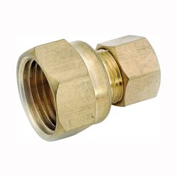 Anderson Metals 750066-0608 Tubing Coupling, 3/8 x 1/2 in, Compression x FIP, Brass, Pack of 10 