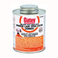 Oatey 32166 Solvent Cement, 8 oz Can, Liquid, Orange 