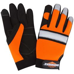 Diamondback 5959M Touchscreen Hi Visibility MechanicGÇÖs Gloves, M, 55% Synthetic Leather 30% Spandex 10% Reflective Fabric 5% Elastic Band 