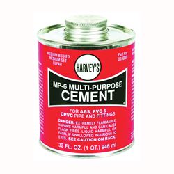 Harvey 018030-12 Solvent Cement, 32 oz Can, Liquid, Milky Clear 