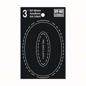 HY-KO 30400 Series 30410 Die-Cut Number, Character: 0, 3 in H Character, Black Character, Vinyl 10 Pack