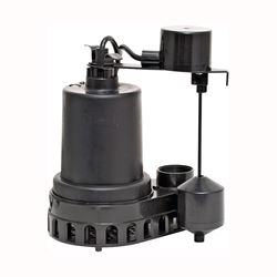 Superior Pump 92372 Sump Pump, 4.1 A, 120 V, 0.33 hp, 1-1/2 in Outlet, 48 gpm, Thermoplastic 