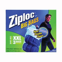 Ziploc Big Bag 71598 Flexible Tote, 20 gal Capacity, Plastic, Clear, Zipper Closure, 24 in L, 32-1/2 in W 4 Pack 