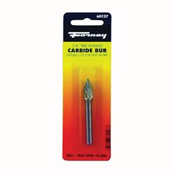 Forney 60127 Burr, 3/8 in Dia Cutting, 1/4 in Shank, Tree Pointed Shank, Tungsten Carbide Cutting Edge 