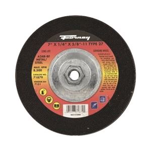 Forney 71879 Grinding Wheel, 7 in Dia, 1/4 in Thick, 5/8-11 in Arbor, 24 Grit, Coarse, Aluminum Oxide Abrasive